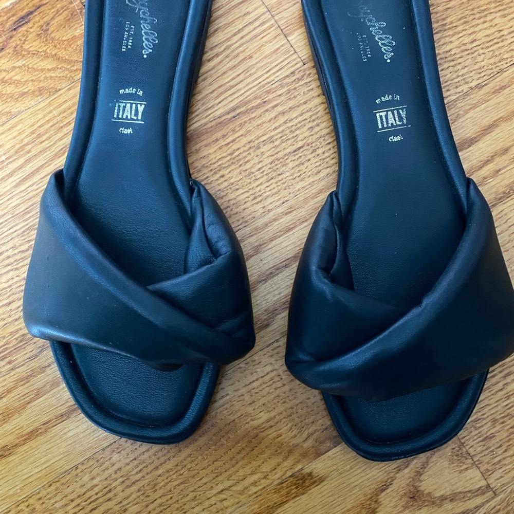 Seychelles Black Leather Slide Sandals